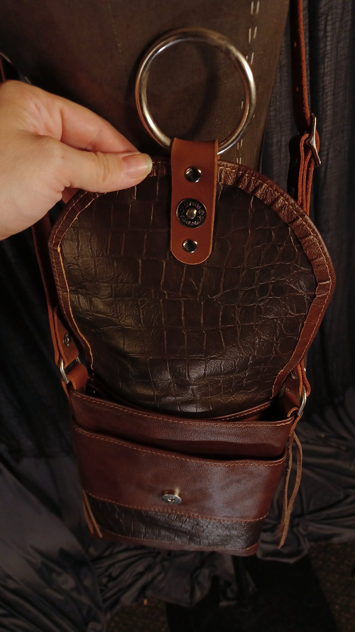 Standard Night Rider Leather Crossbody Bag - Brown - Western Gothic Biker Purse | SoulBound Leather 238