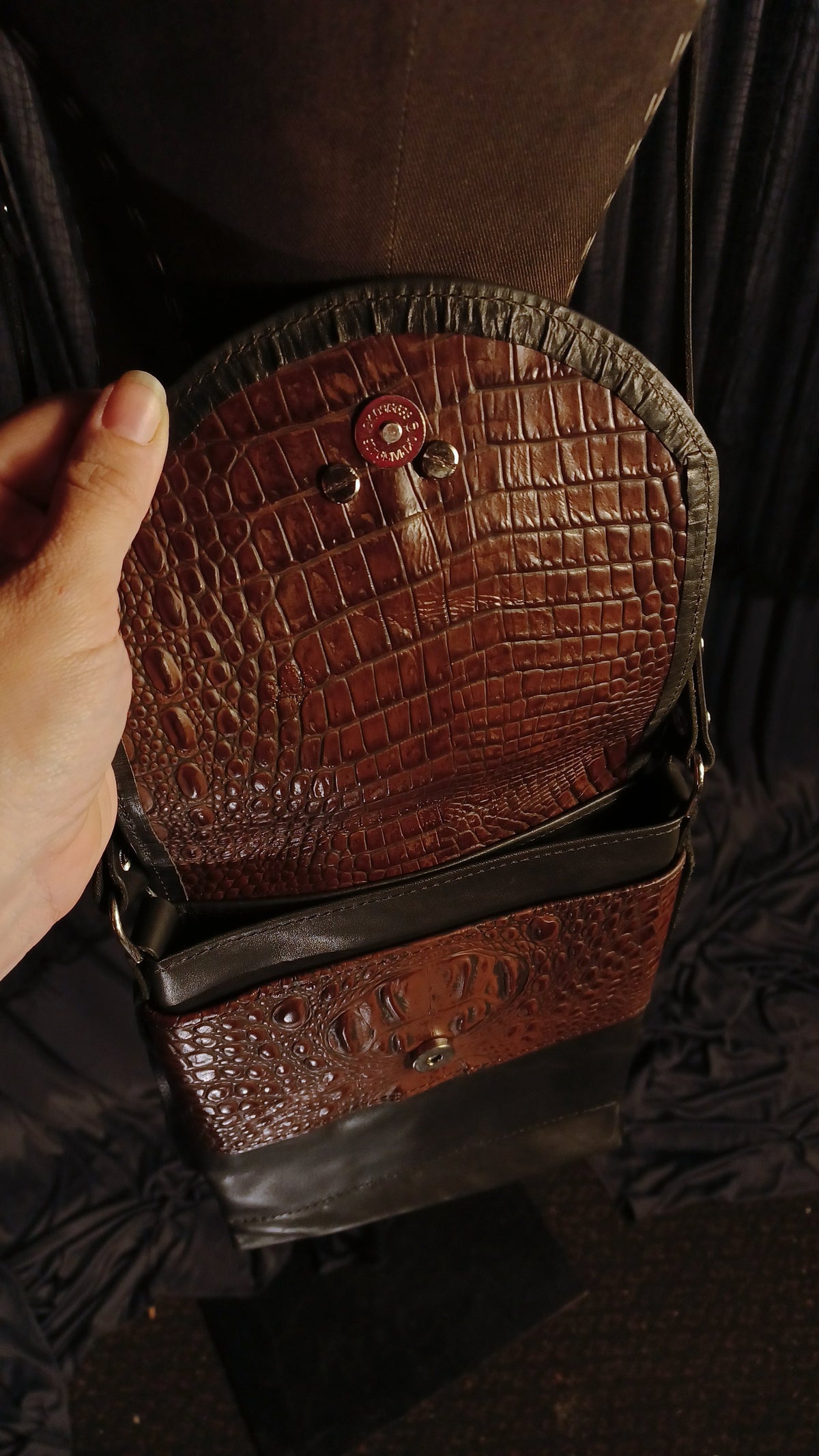 Standard Night Rider Leather Crossbody Bag - Horseshoe Concho - Western Gothic Biker Purse | SoulBound Leather 236