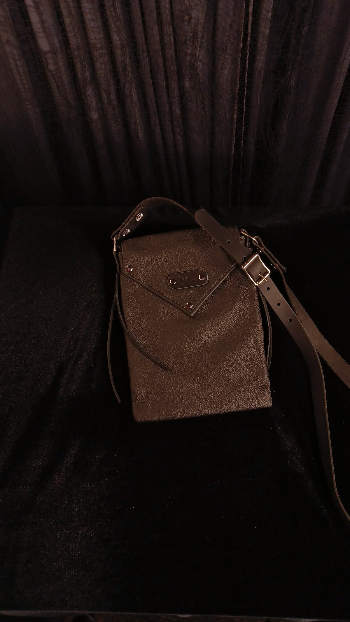 Small Night Rider Studded Leather Crossbody Bag - Western Gothic Biker Purse | SoulBound Leather 229