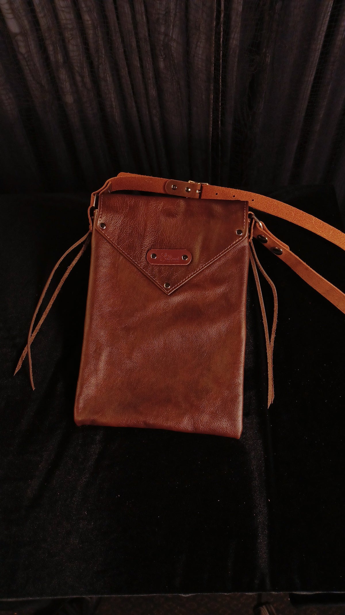 Small Night Rider Brown Leather Crossbody Bag - Western Gothic Biker Purse | SoulBound Leather 231