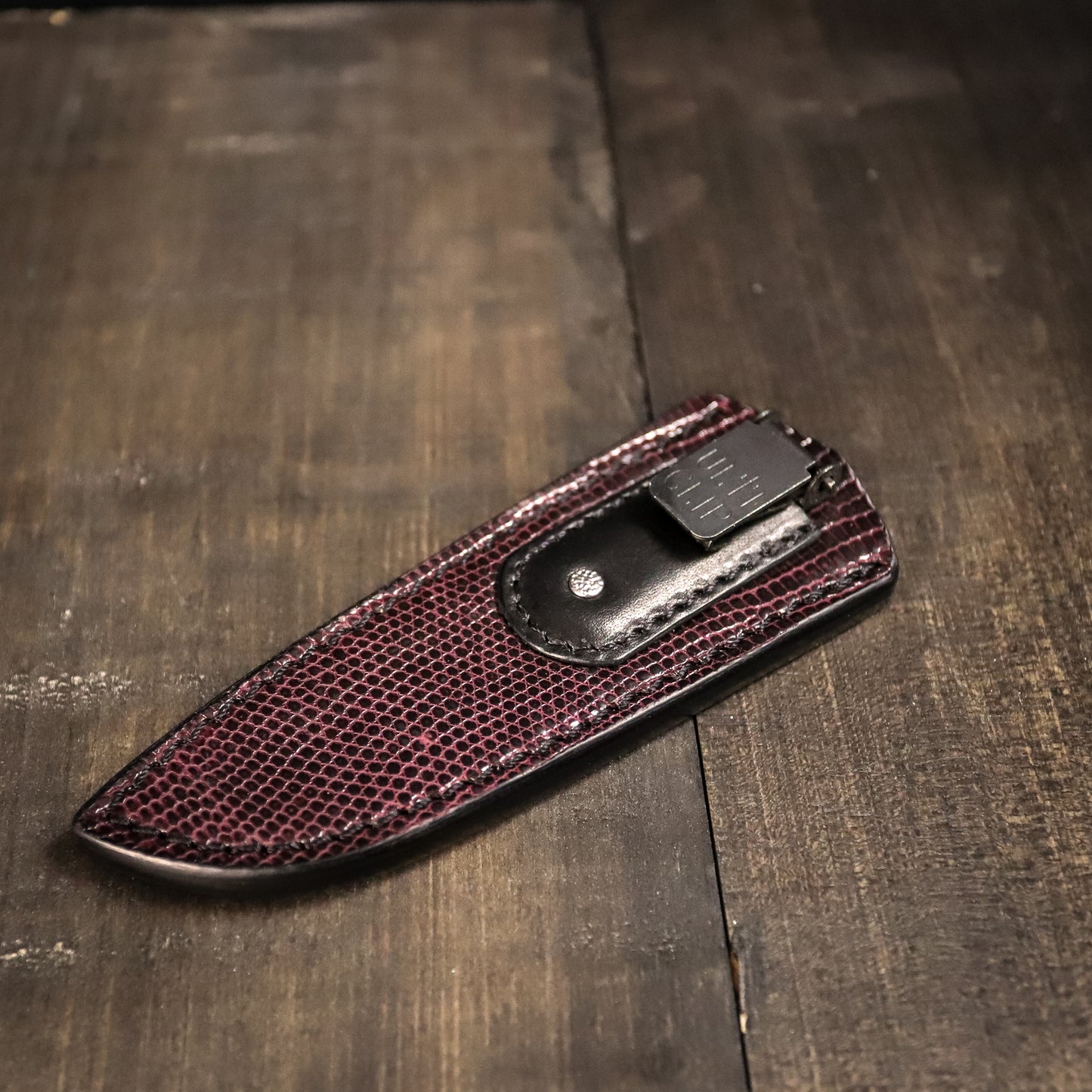 Pygmy Sheath. Ulticlip. Lizard. Purple. Black Stitch. Lefty. #29