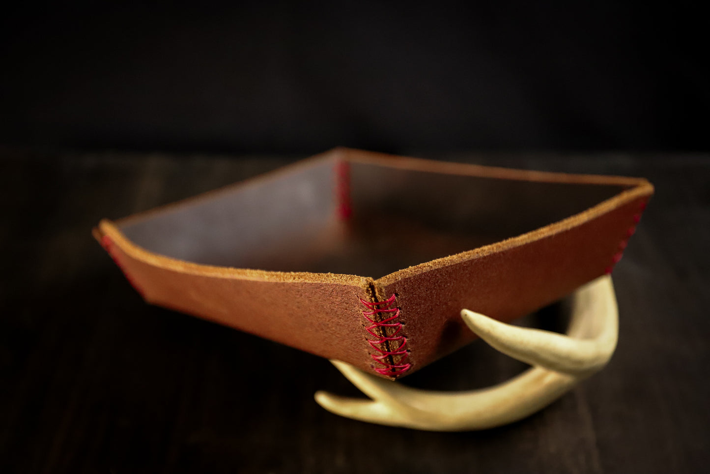 EDC Dump Tray Water Buffalo. Red Stitch. Rough Out. #10