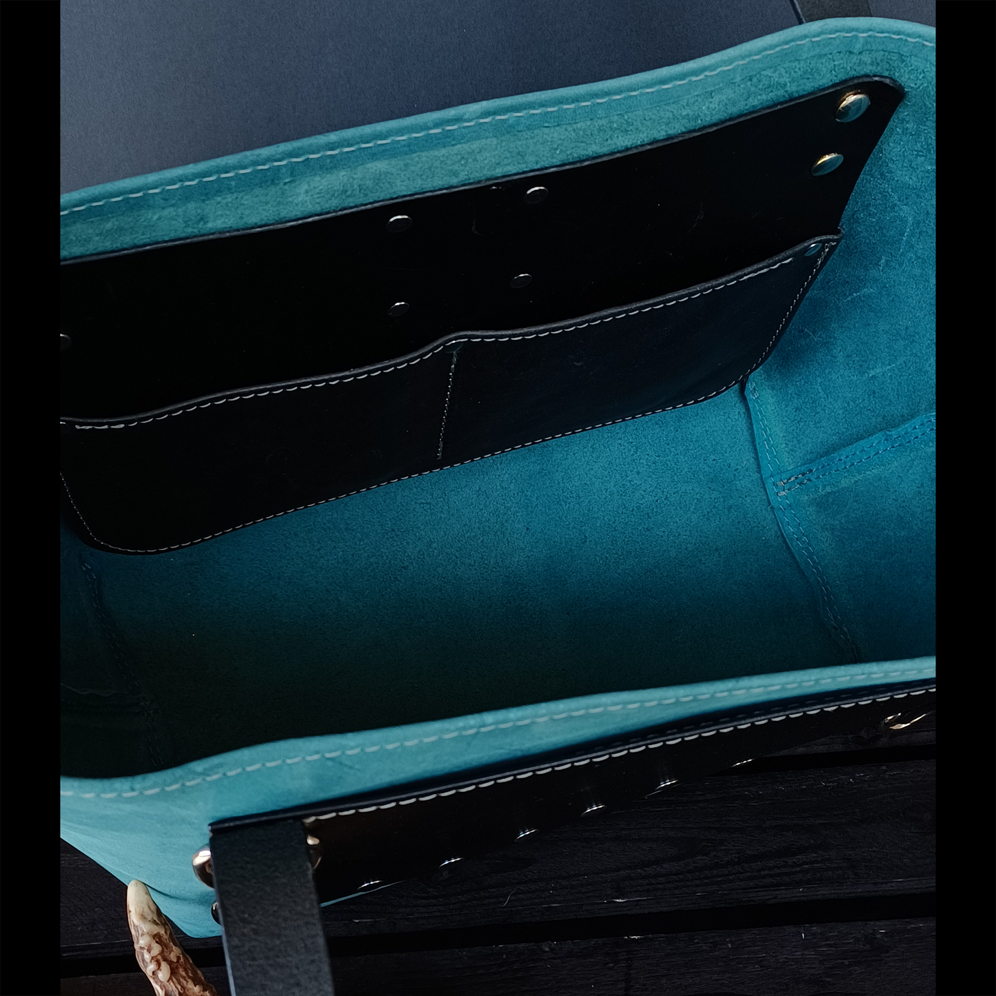 Dustwalker Tote - Small Slate Blue. Black Accents. Rivets & D Rings 206