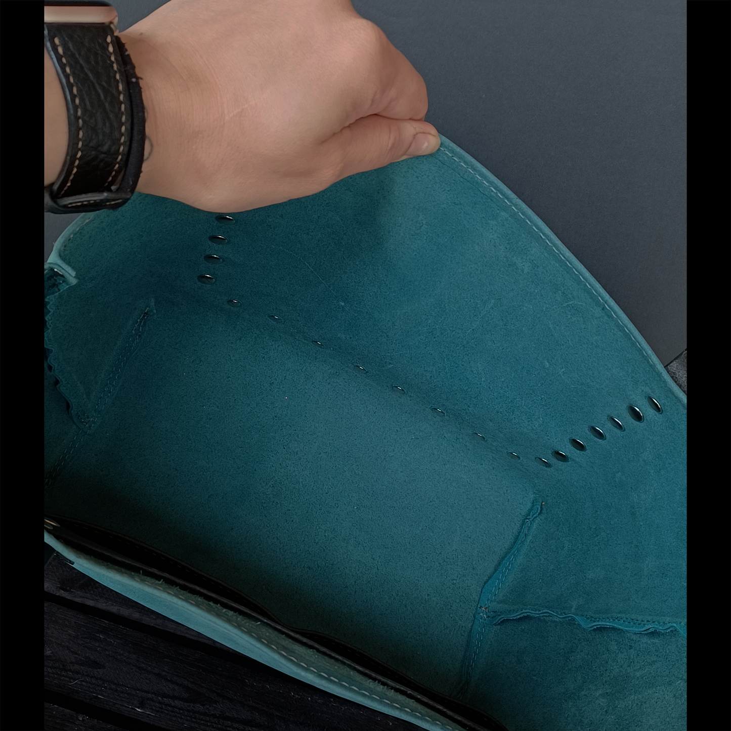 Dustwalker Tote - Small Slate Blue. Black Accents. Rivets & D Rings 206