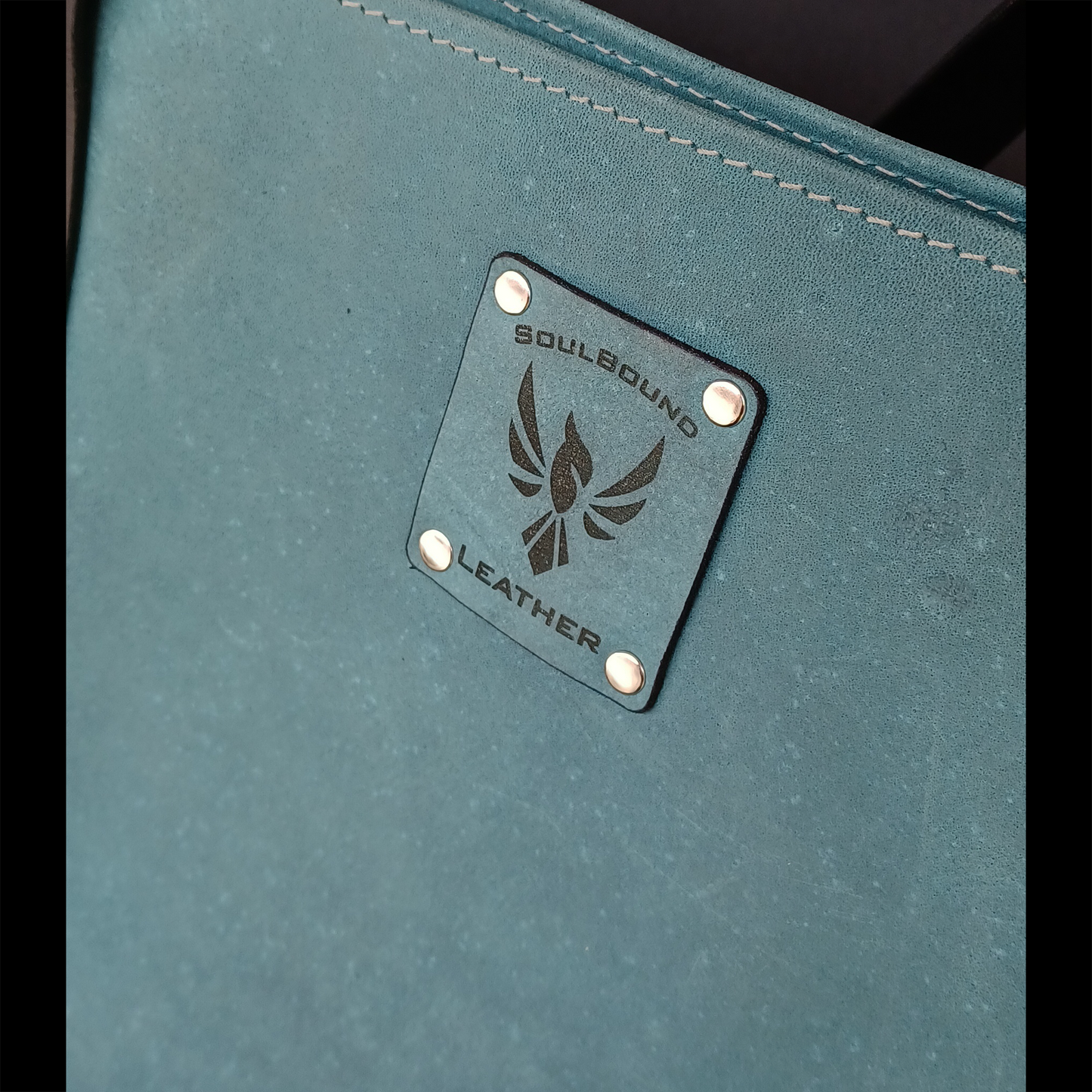 Dustwalker Tote - Small Slate Blue. Black Accents. Rivets & D Rings 206