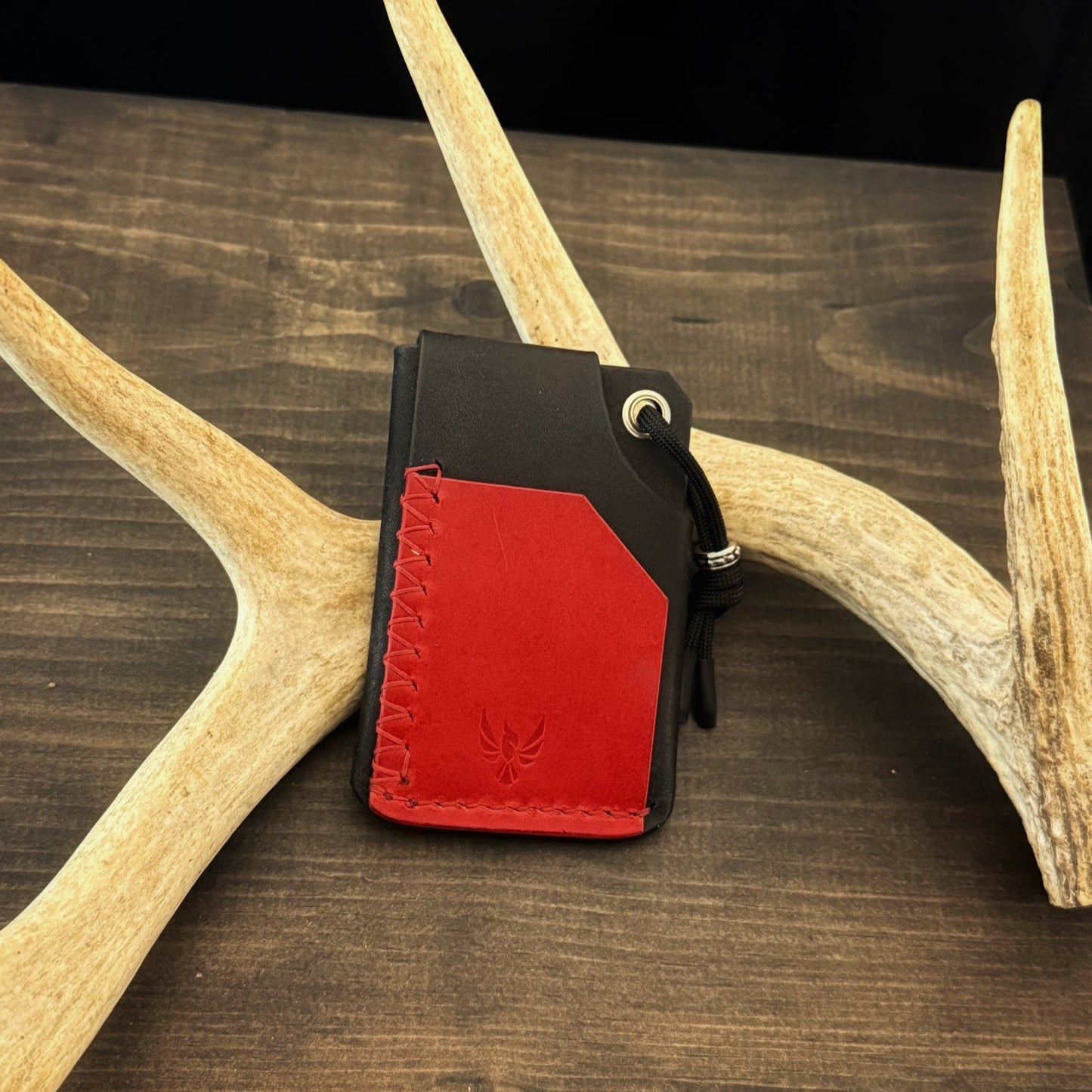 Tauren EDC Wallet Black Pueblo. Red Pocket. Red Stitch. #137
