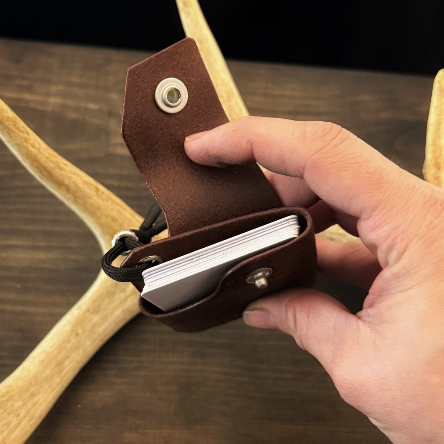 Tauren EDC Wallet Dark Brown Pueblo. Olmo Pueblo Pocket. Brown Stitch. #140