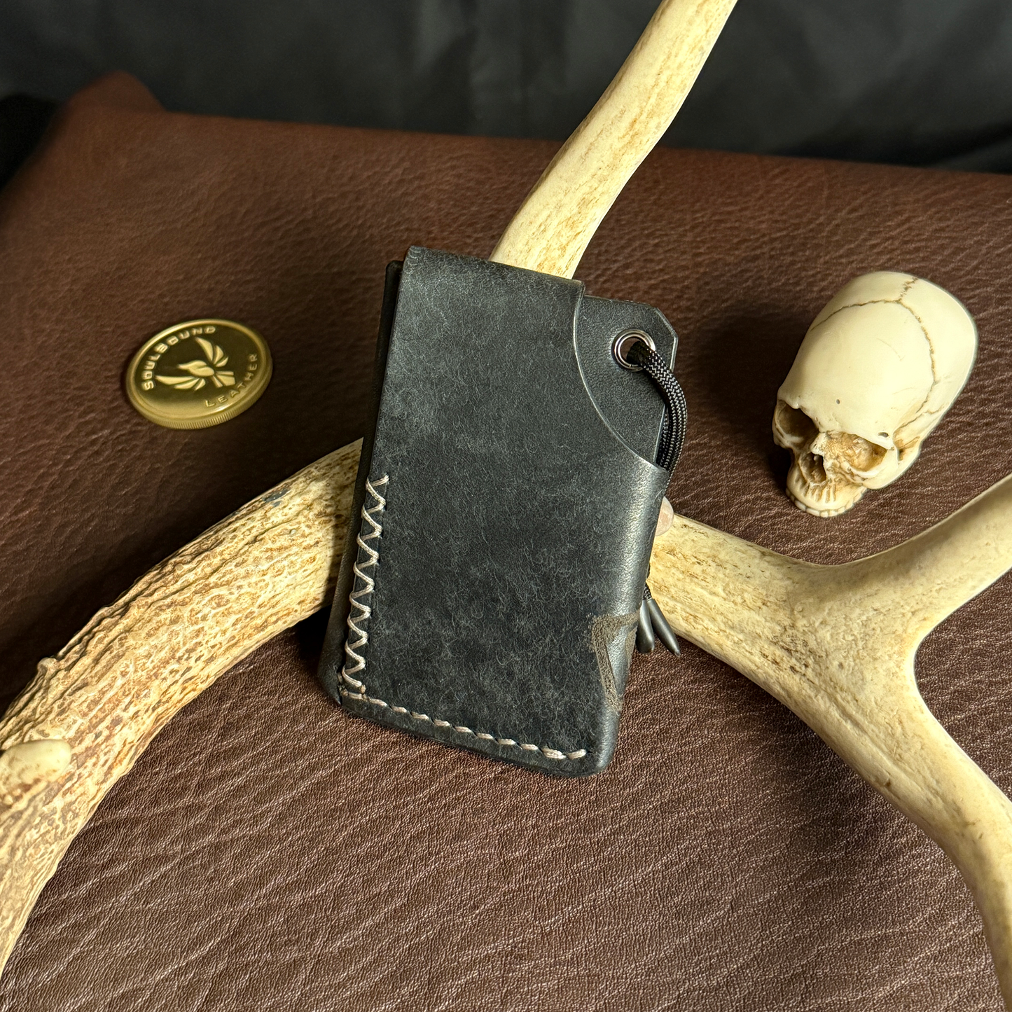 Tauren EDC Wallet Black Pueblo. OUTLAWED. Grey Stitch. #196