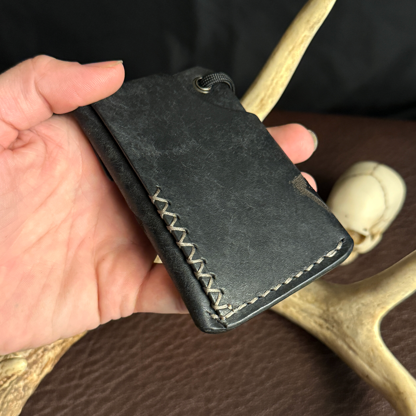 Tauren EDC Wallet Black Pueblo. OUTLAWED. Grey Stitch. #196