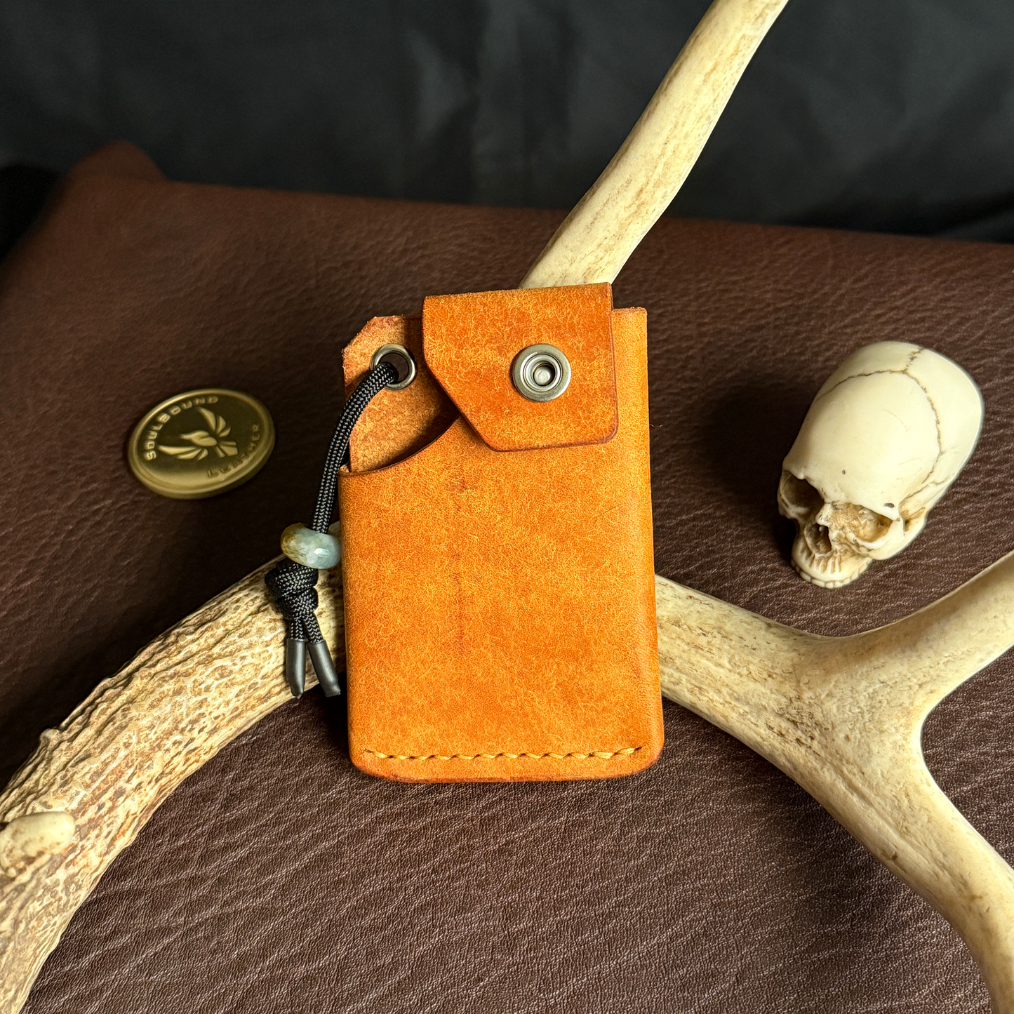 Tauren EDC Wallet Olmo Pueblo. American Alligator Pocket. Tan Stitch. #190