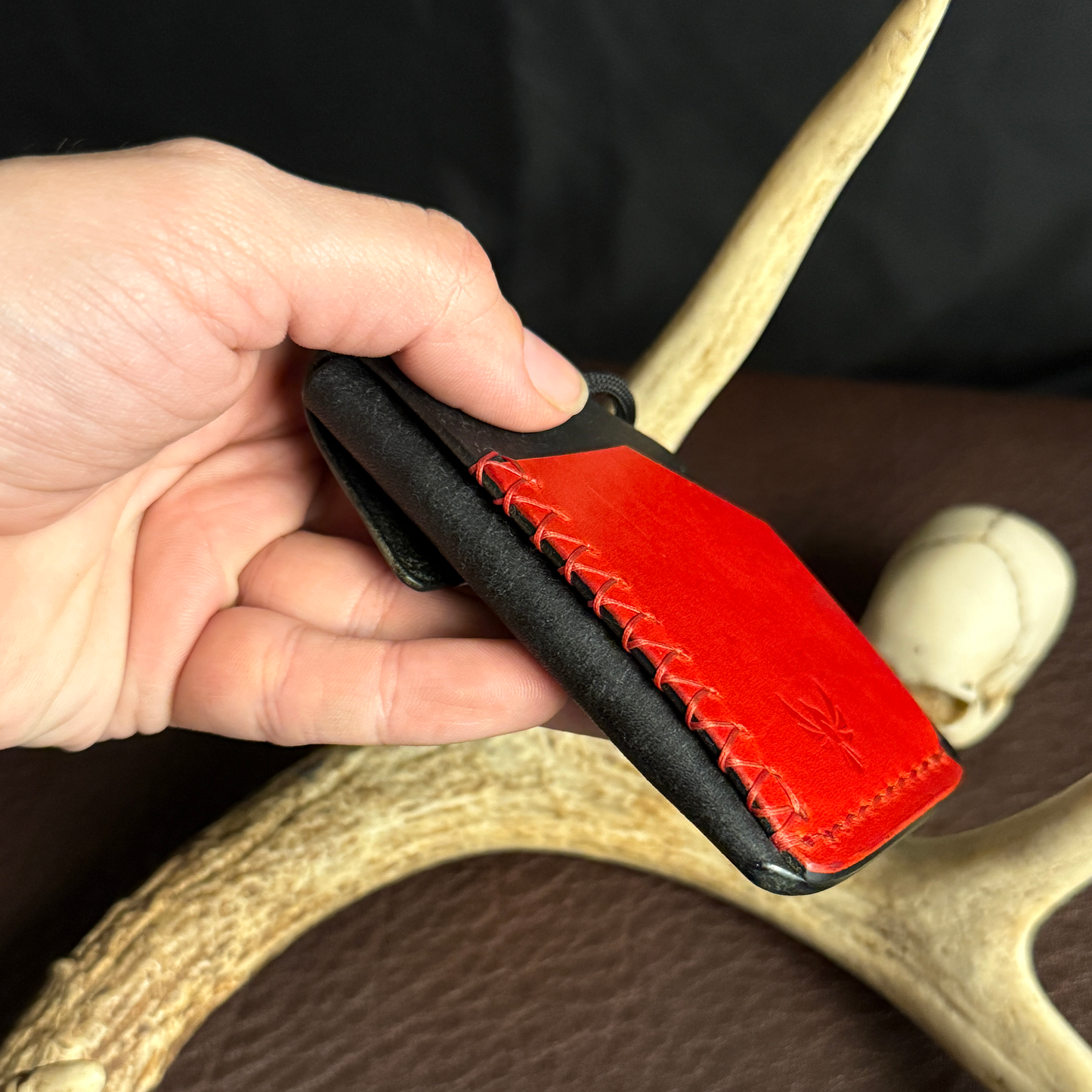 Tauren EDC Wallet Black Pueblo. Red Buttero Pocket. Red Stitch. #197