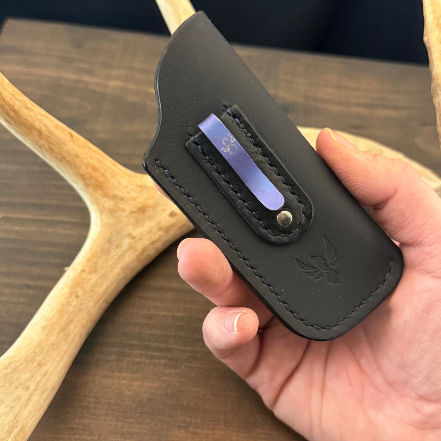 SBL Pocket Sheath. Medium. With Clip. Black. Black Stitch. #112