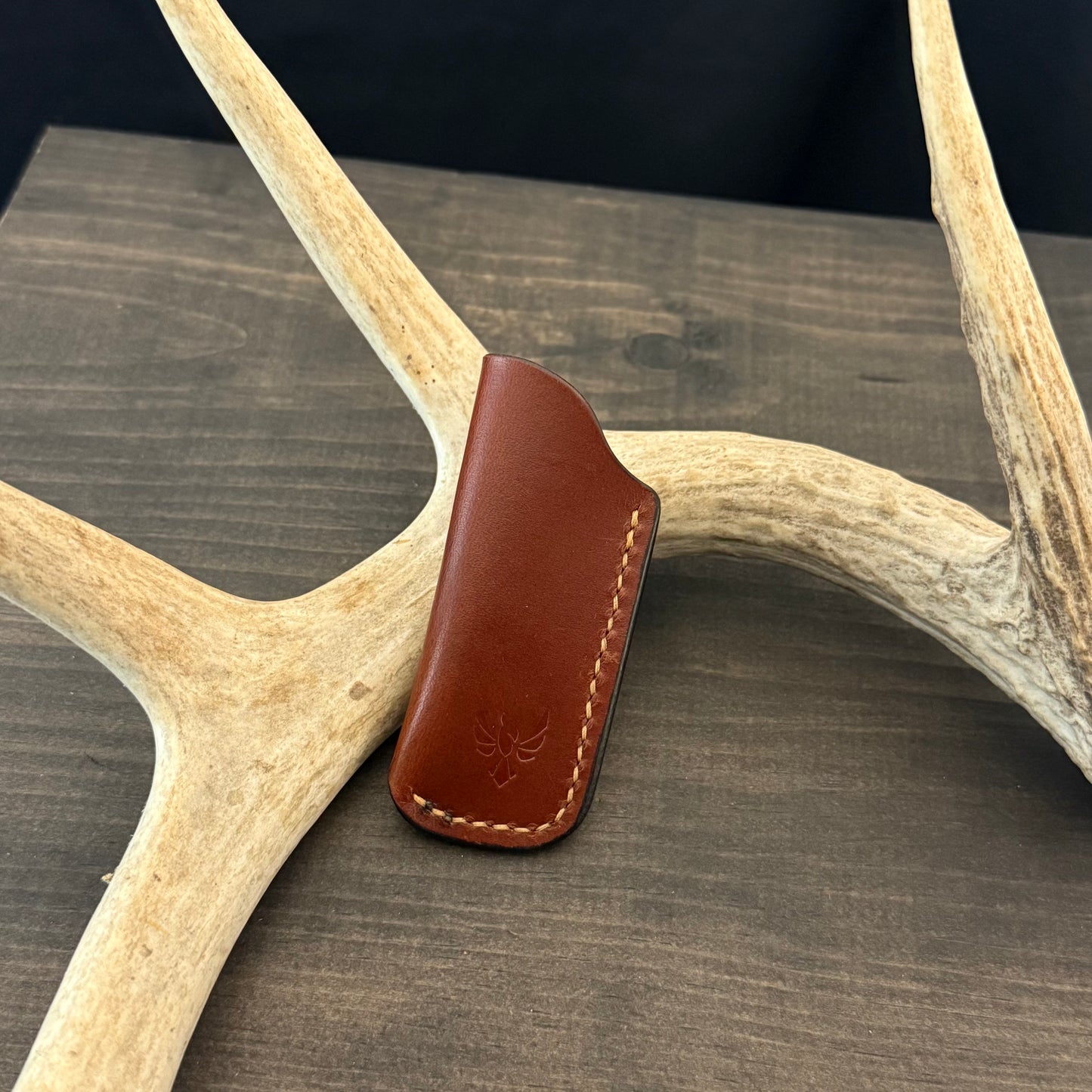 SBL Pocket Sheath. Micro. Medium Brown. Black Accent. Tan Stitch. #126