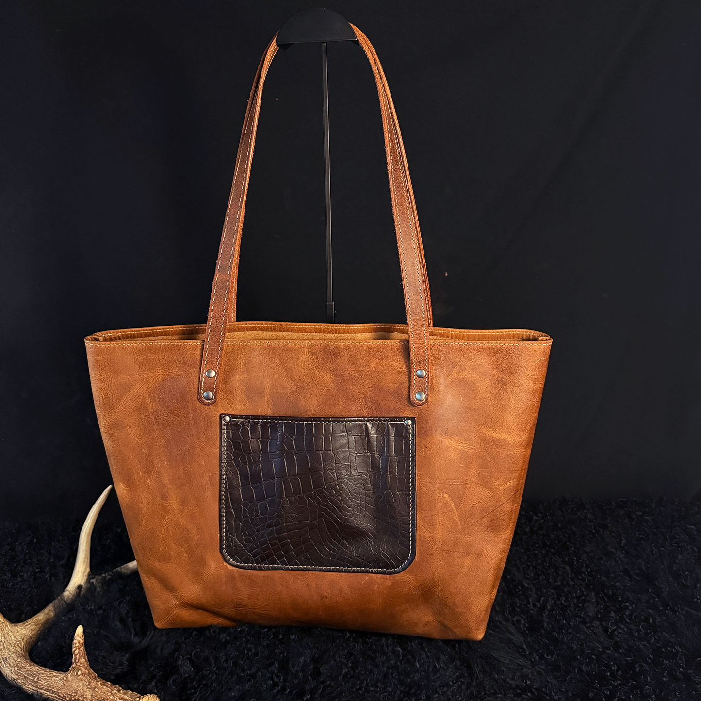 Dustwalker Tote - Wheaten Brown with Dark Embossed Pocket #199