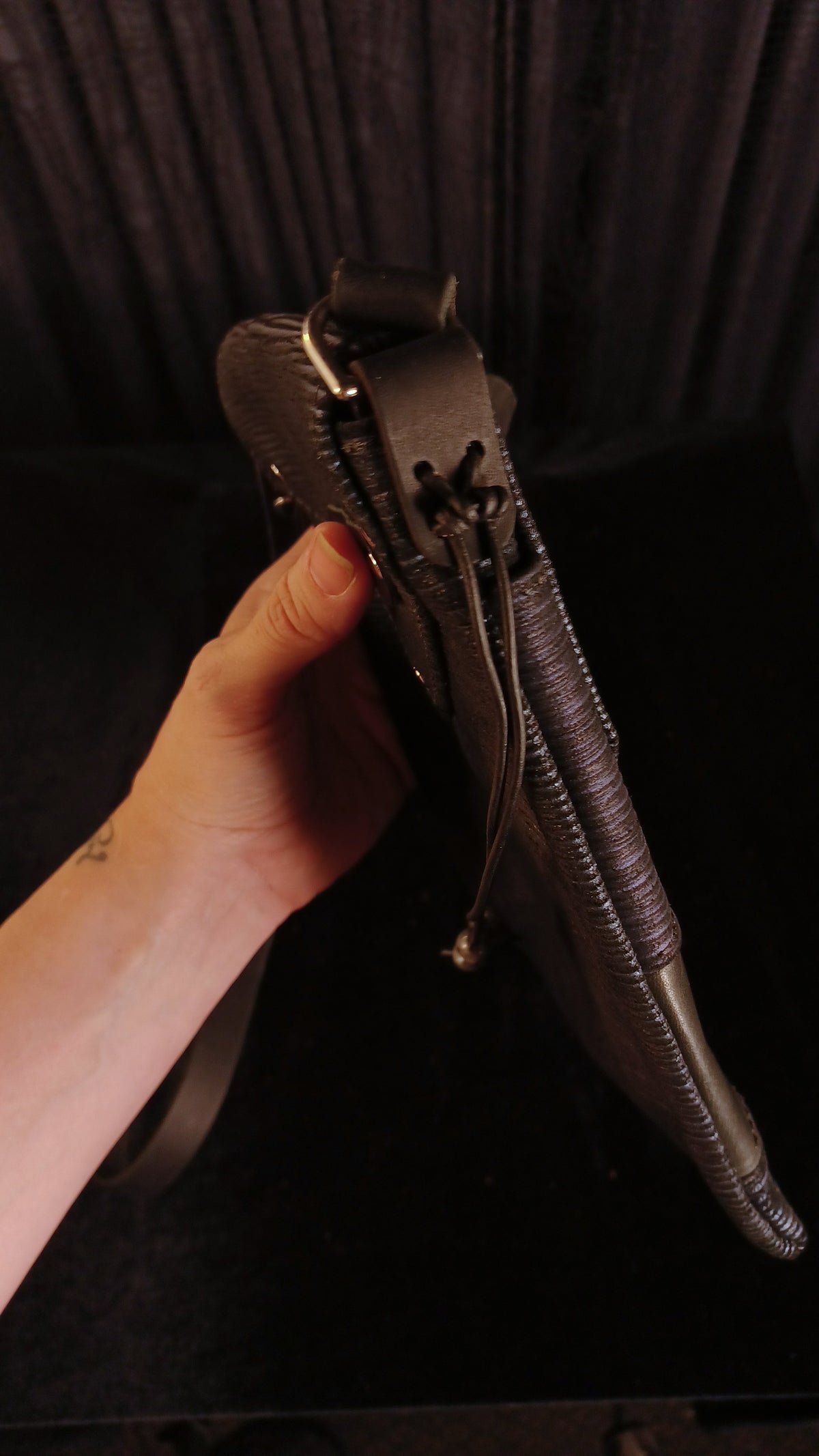 Small Night Rider Textured Midnight Blue Leather Crossbody Bag - Western Gothic Biker Purse | SoulBound Leather 235