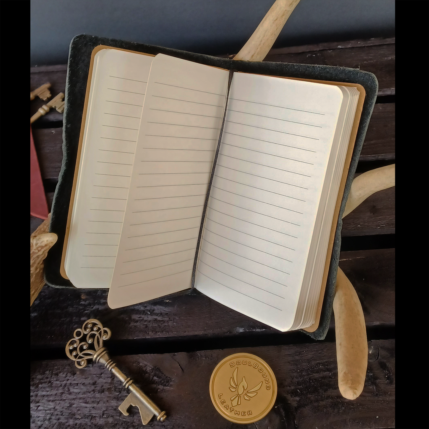 The Forsaken Scripts Midori Journal. Oil Tanned Black. 212