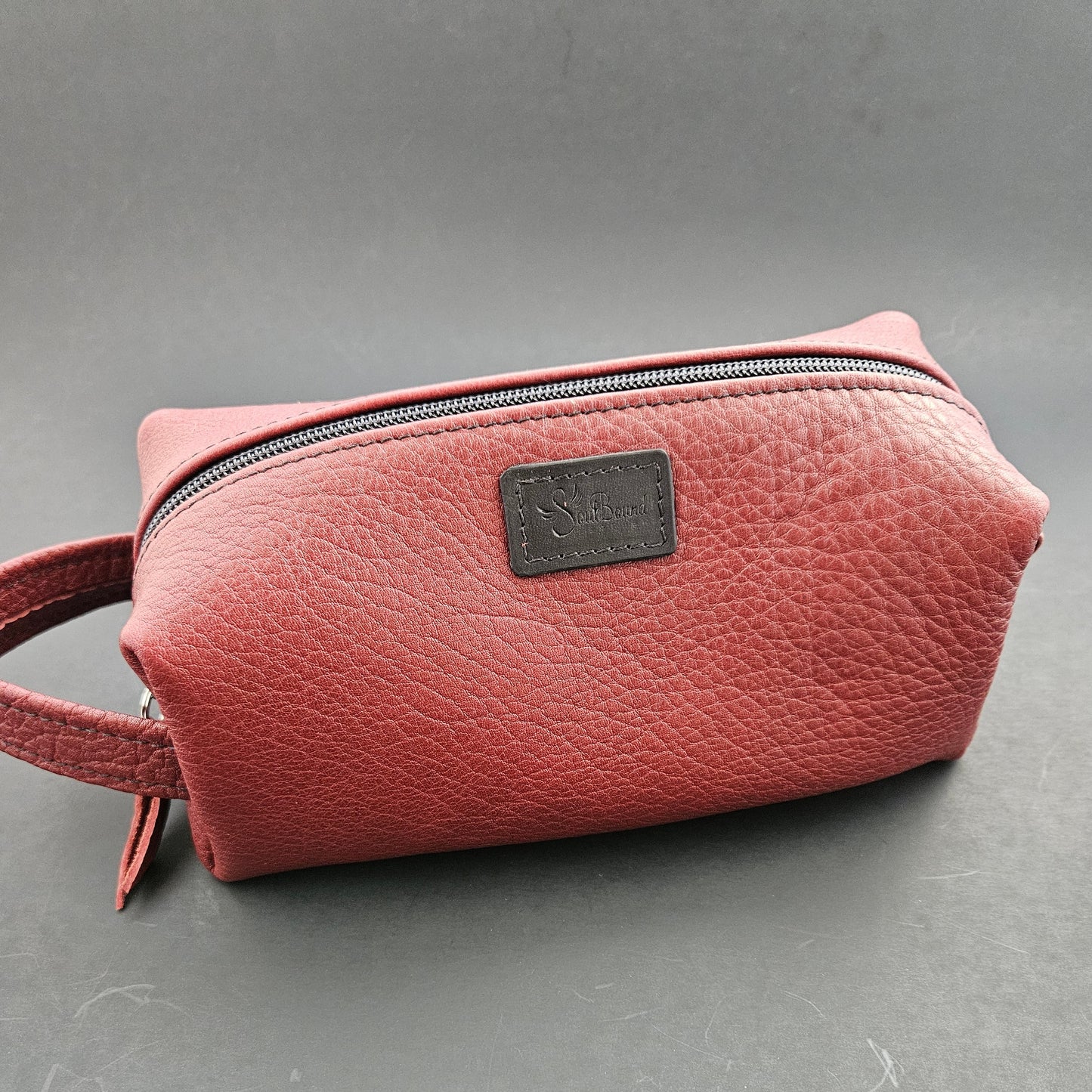 Dopp Kit Buffalo Leather, Cherry, Toiletry Bag #8