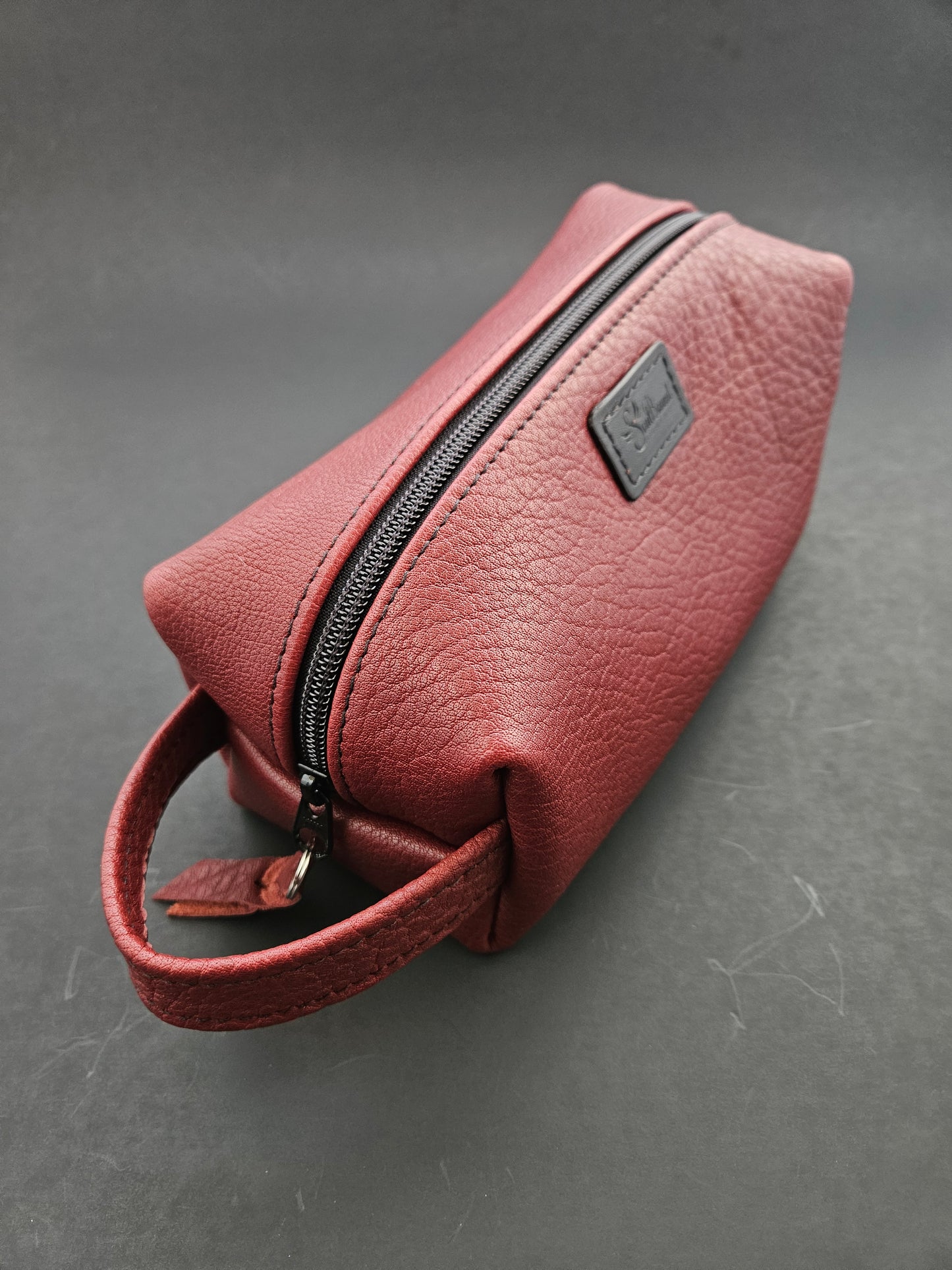 Dopp Kit Buffalo Leather, Cherry, Toiletry Bag #8