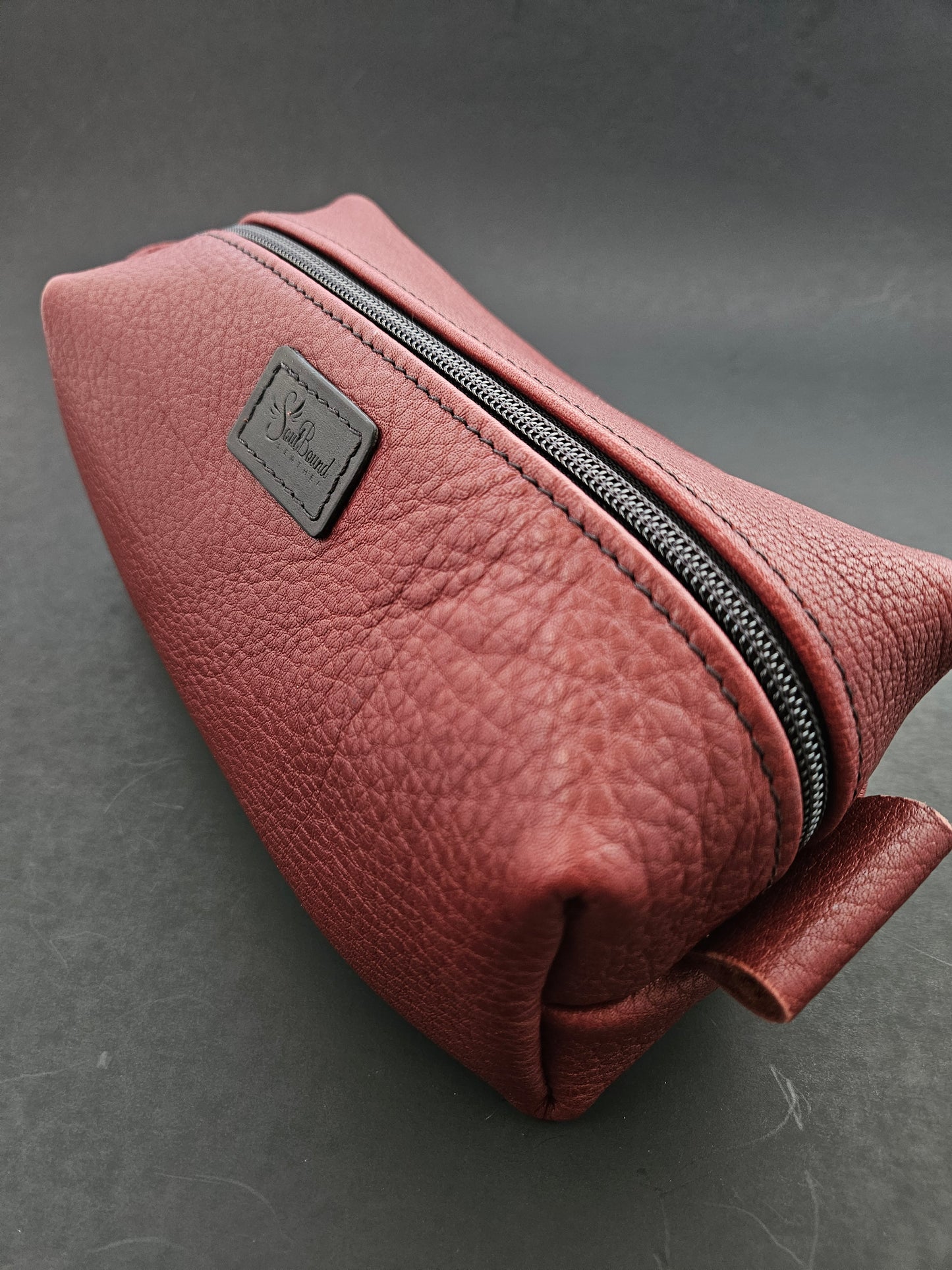 Dopp Kit Buffalo Leather, Cherry, Toiletry Bag #8