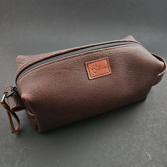 Dopp Kit Buffalo Leather, Brown, Toiletry Bag