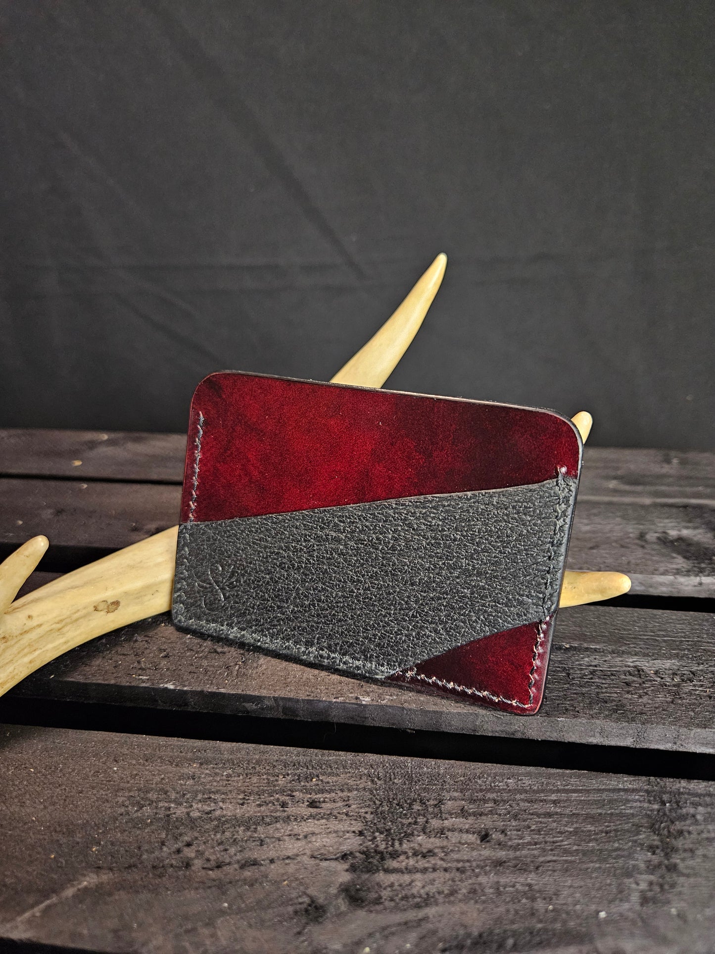 Gomer Card Wallet. Dark Red. Shark pocket. Black Stitch. #23