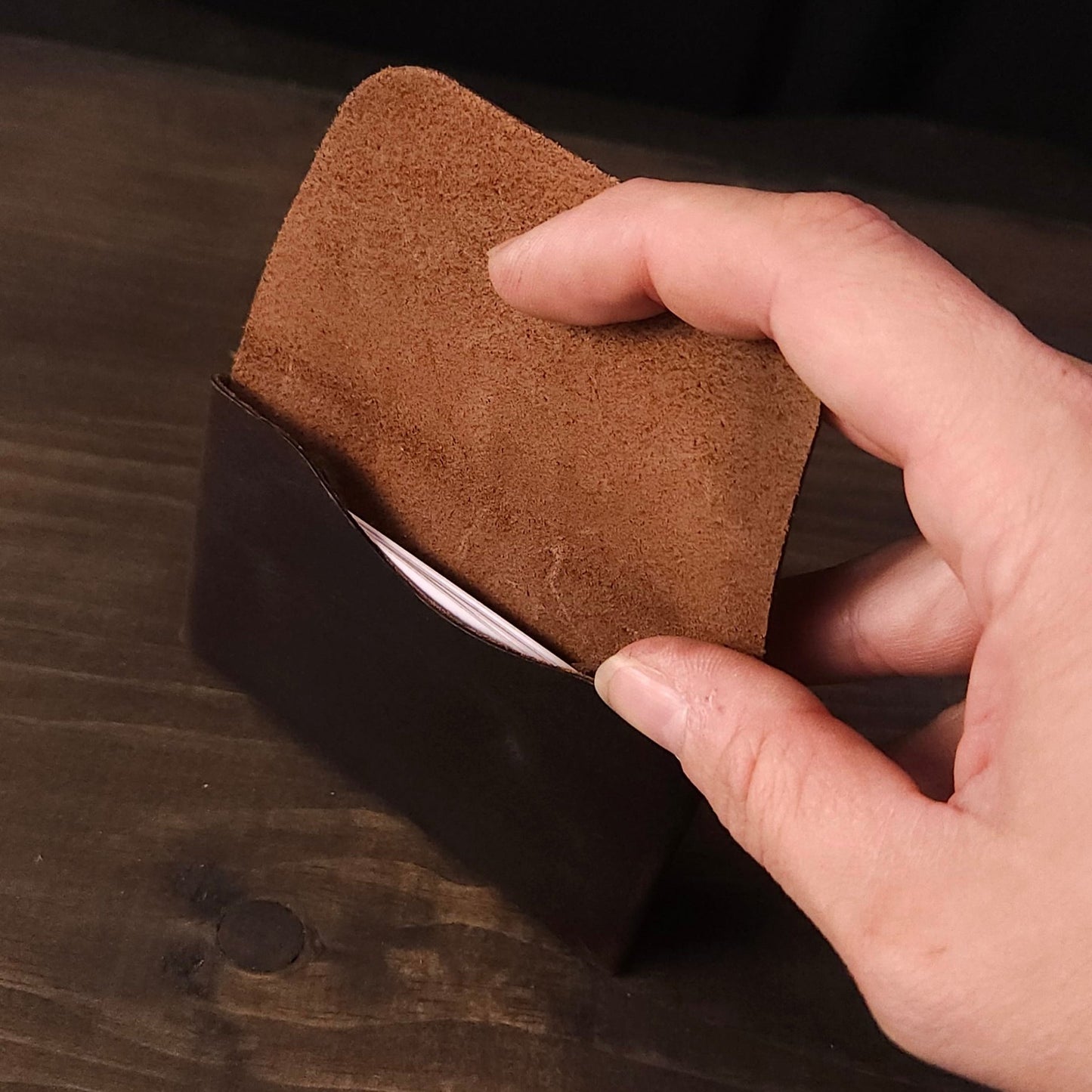 Origami Wallet. Brown Pull-up. No Snap. 70