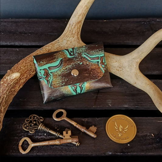 Folded Fate Wallet. CowSkull Turquoise. 205