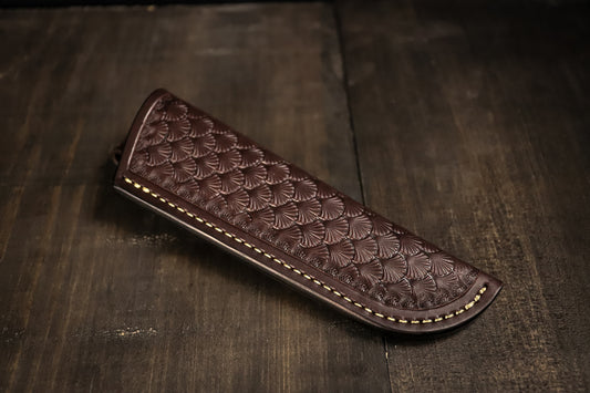 SBL4 Foldover Sheath. Fan. Dark Brown. Sand Stitch.