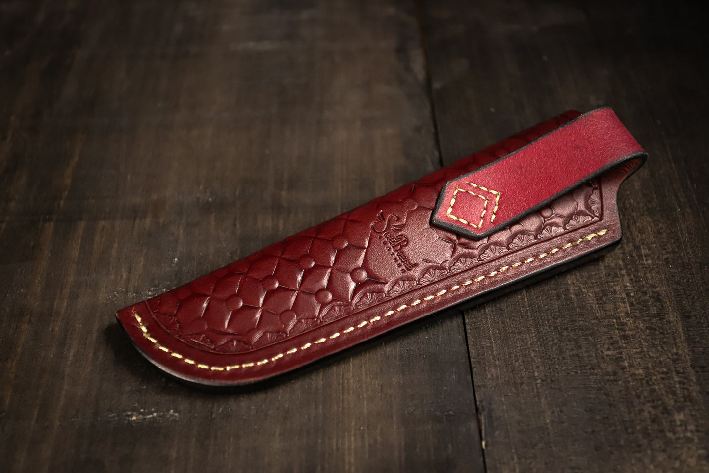 SBL4 Foldover Sheath. Quilted. Burgundy. Sand Stitch.