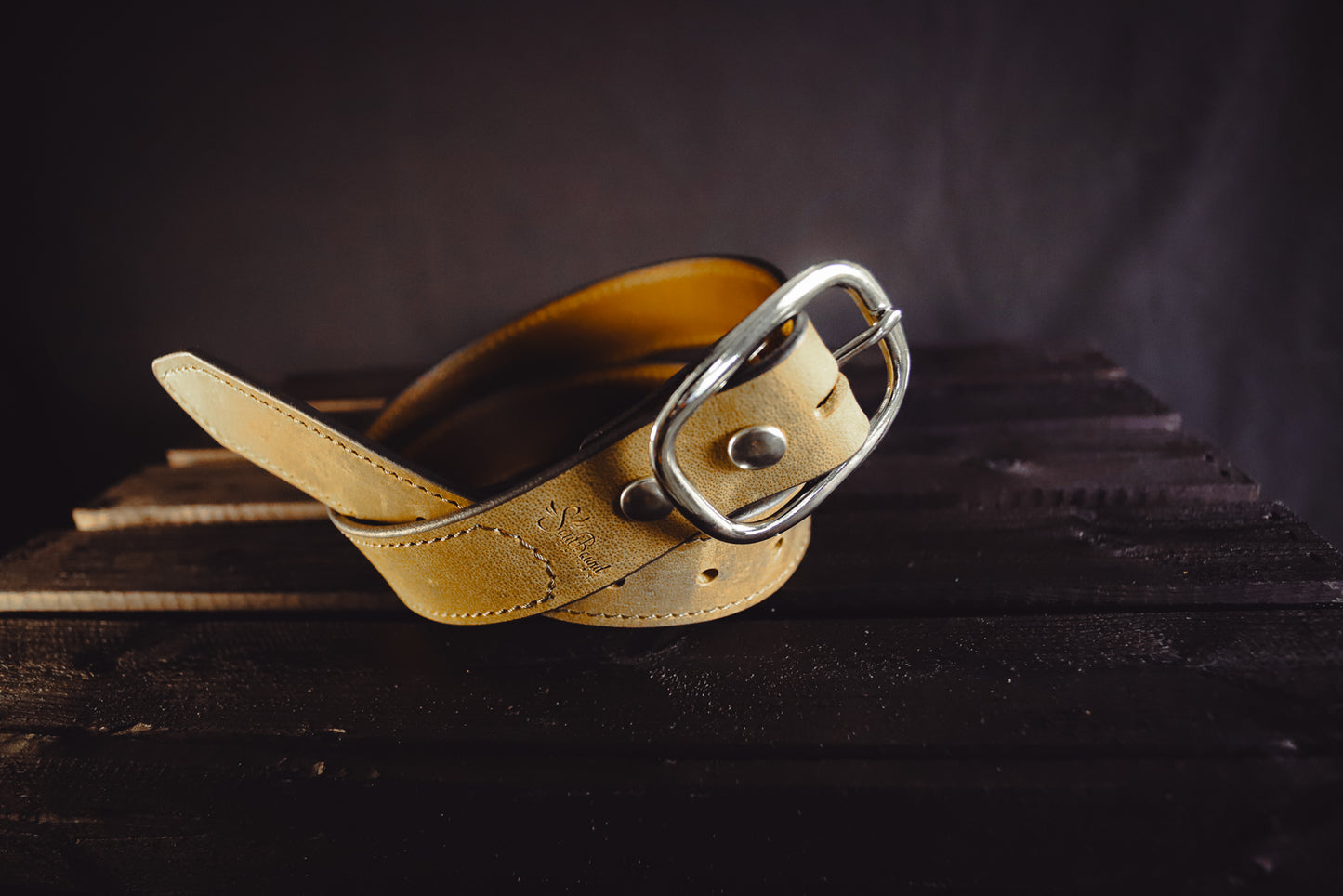 Buffalo Belt. Brown Stitch. Nickel Plate Buckle. #5