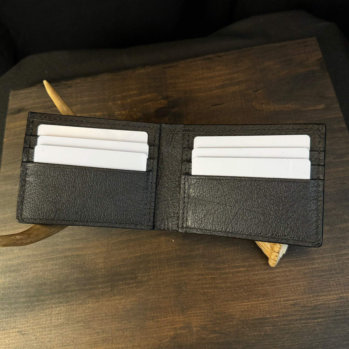 Buster Bifold Wallet. English Bridle Black. Black Interior. Black Stitch. #99