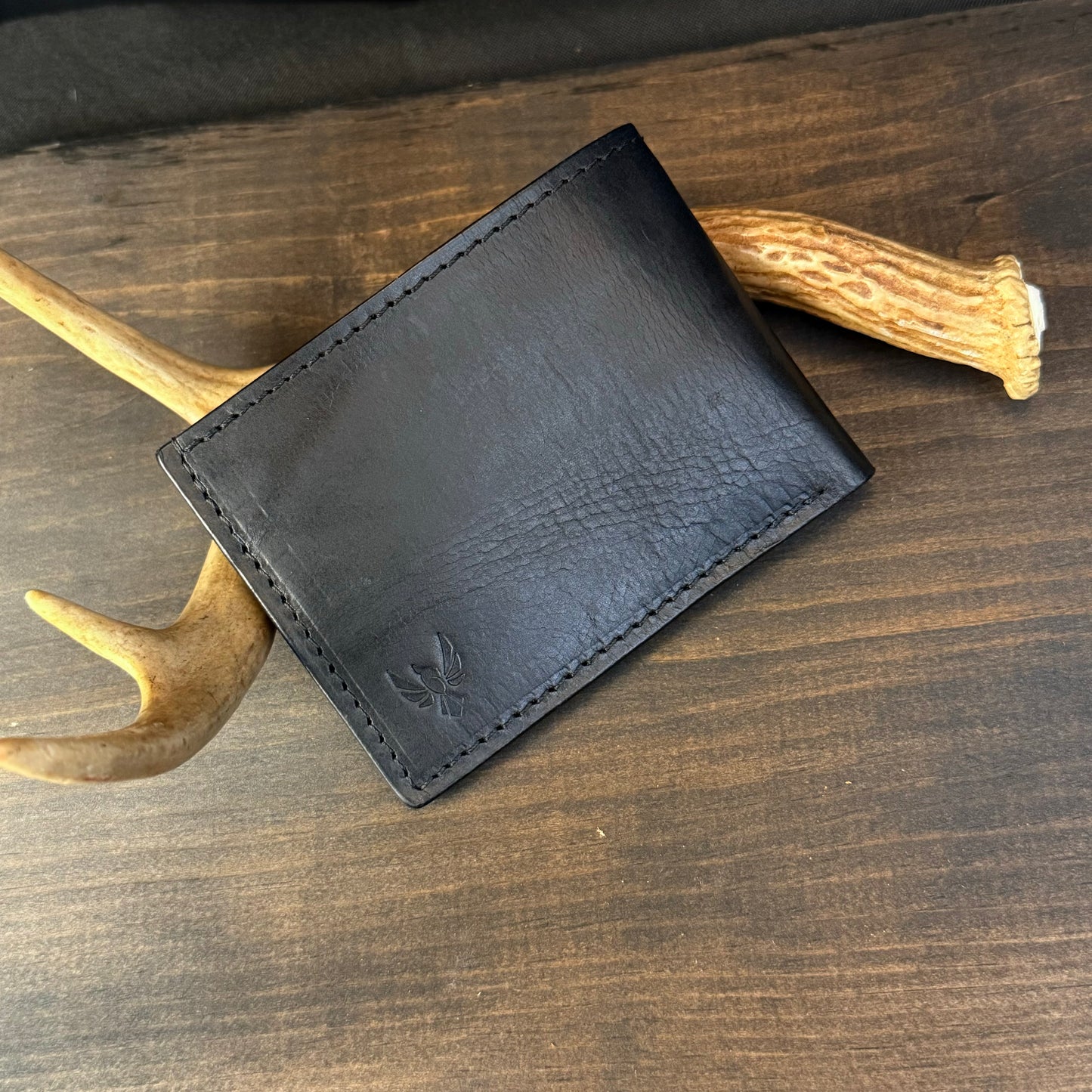 Buster Bifold Wallet. English Bridle Black. Black Interior. Black Stitch. #99