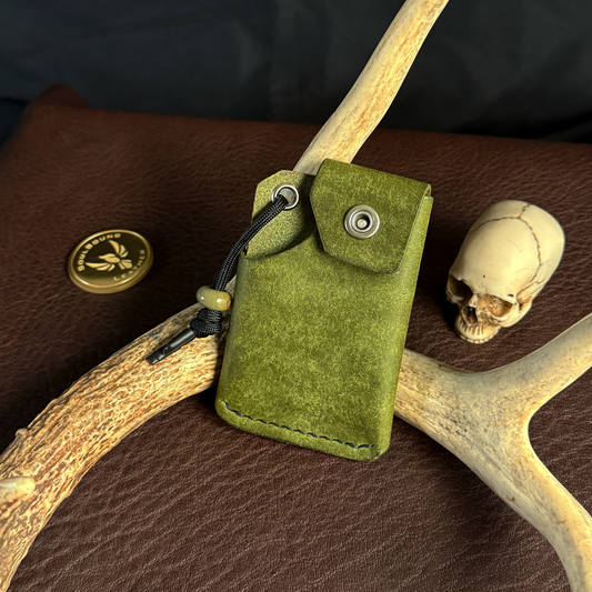 Tauren EDC Wallet Olive Pueblo. American Alligator Pocket. Forest Green Stitch. #194