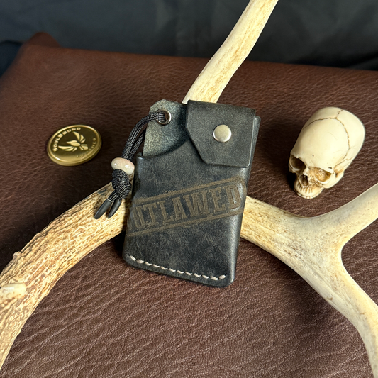 Tauren EDC Wallet Black Pueblo. OUTLAWED. Grey Stitch. #196