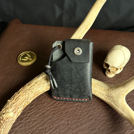 Tauren EDC Wallet Black Pueblo. Red Buttero Pocket. Red Stitch. #197