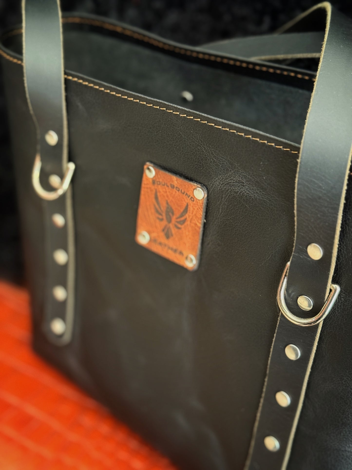 Dustwalker Tote - Small - Black Croc & Nickel