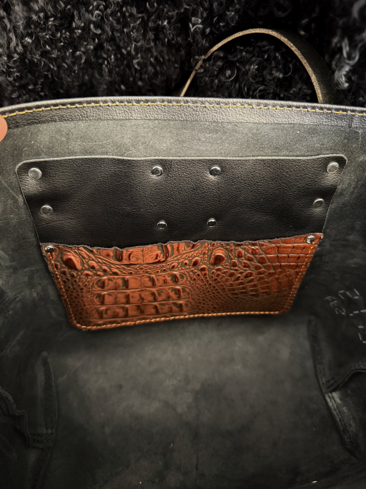 Dustwalker Tote - Small - Black Croc & Nickel