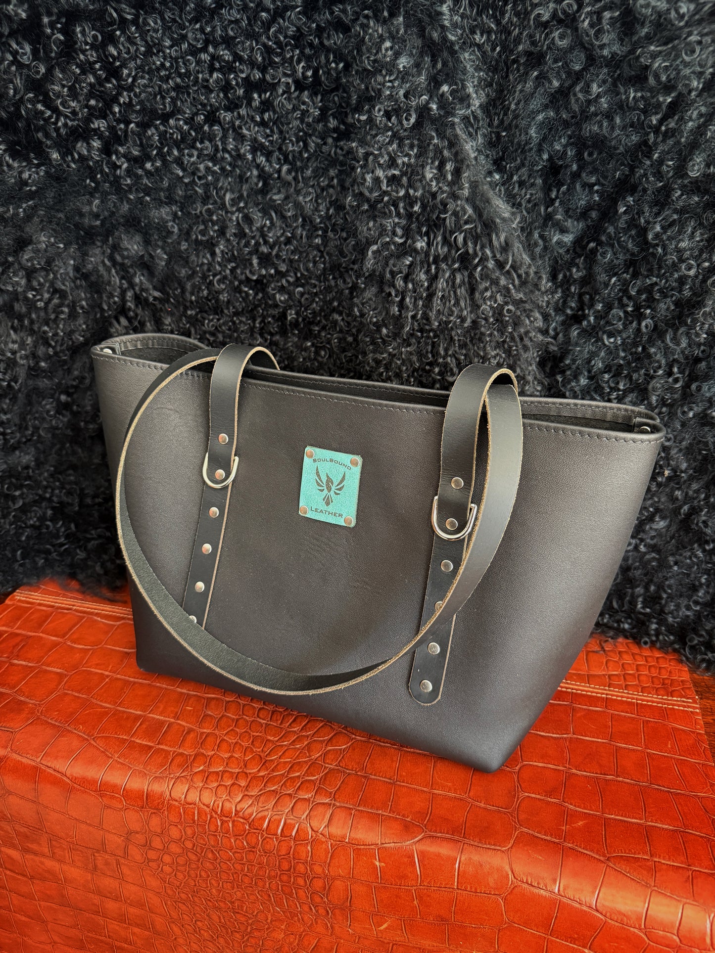 Dustwalker Tote - Small - Black with Turquoise Skull 213