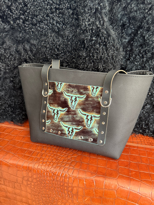 Dustwalker Tote - Small - Black with Turquoise Skull 213
