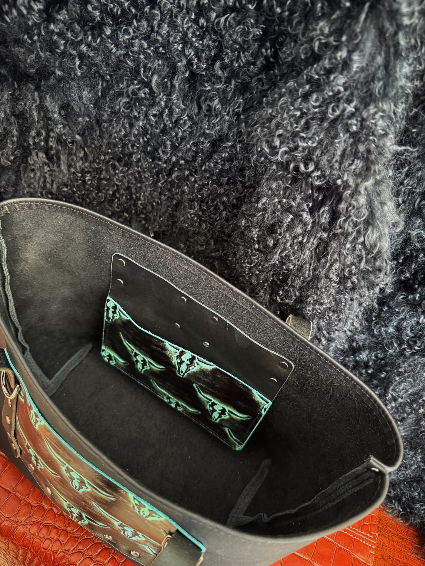 Dustwalker Tote - Small - Black with Turquoise Skull 213