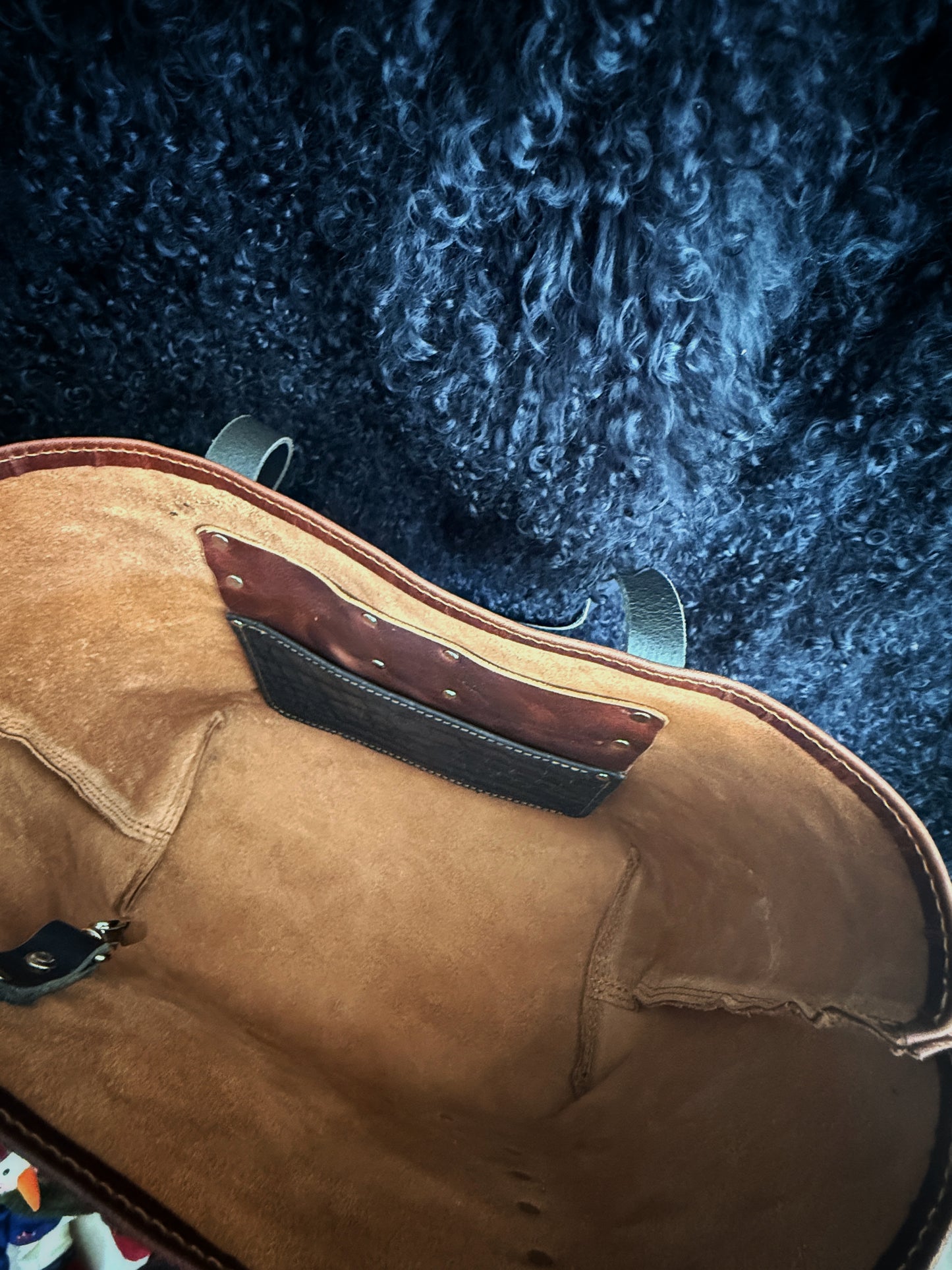 Dustwalker Tote - Small -Reddish Brown with Embossed Croc (Water Buffalo Straps) 217