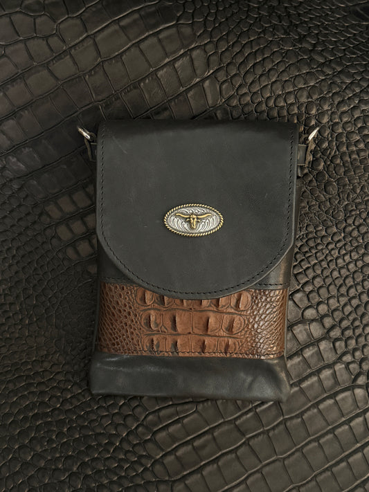 Small Night Rider Leather Crossbody Bag - Concho - Western Gothic Biker Purse | SoulBound Leather 215