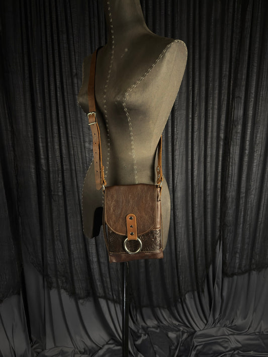 Small Night Rider Brown Leather Crossbody Bag - Western Gothic Biker Purse | SoulBound Leather 231