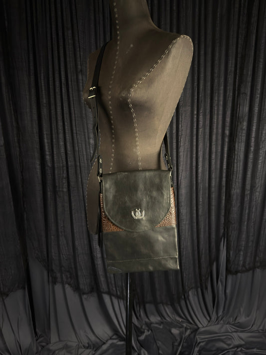Standard Night Rider Leather Crossbody Bag - Horseshoe Concho - Western Gothic Biker Purse | SoulBound Leather 236