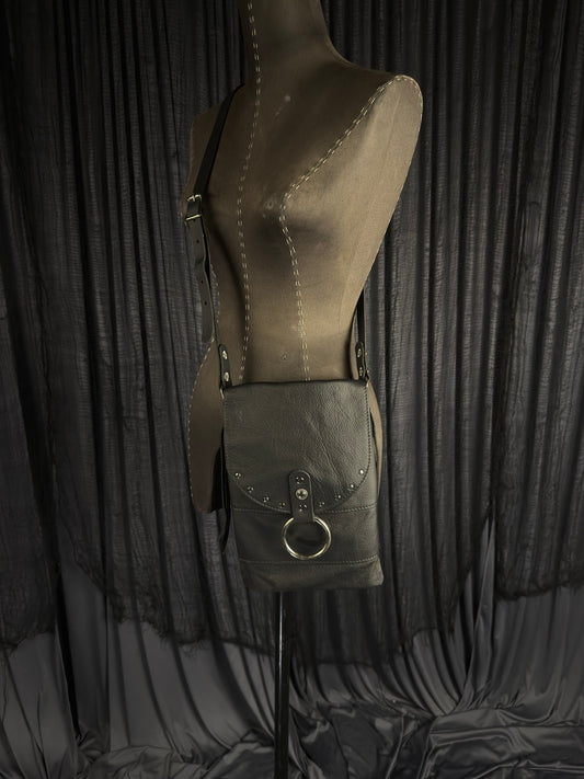 Standard Night Rider Leather Crossbody Bag - Studded - Western Gothic Biker Purse | SoulBound Leather 237