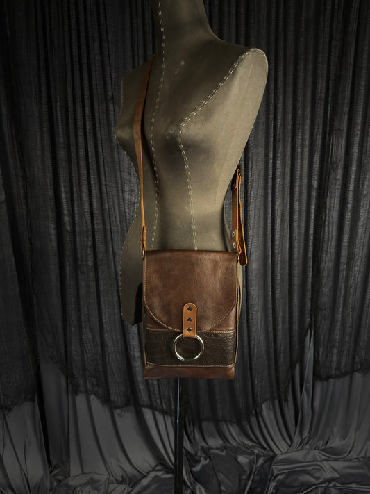 Standard Night Rider Leather Crossbody Bag - Brown - Western Gothic Biker Purse | SoulBound Leather 238