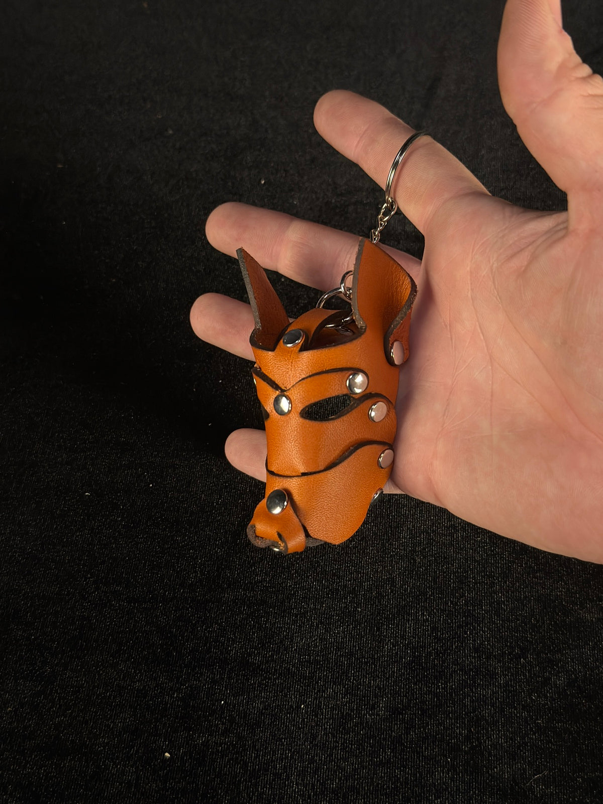 Dog Mask Leather Keychain - Handmade Leather | SoulBound 247