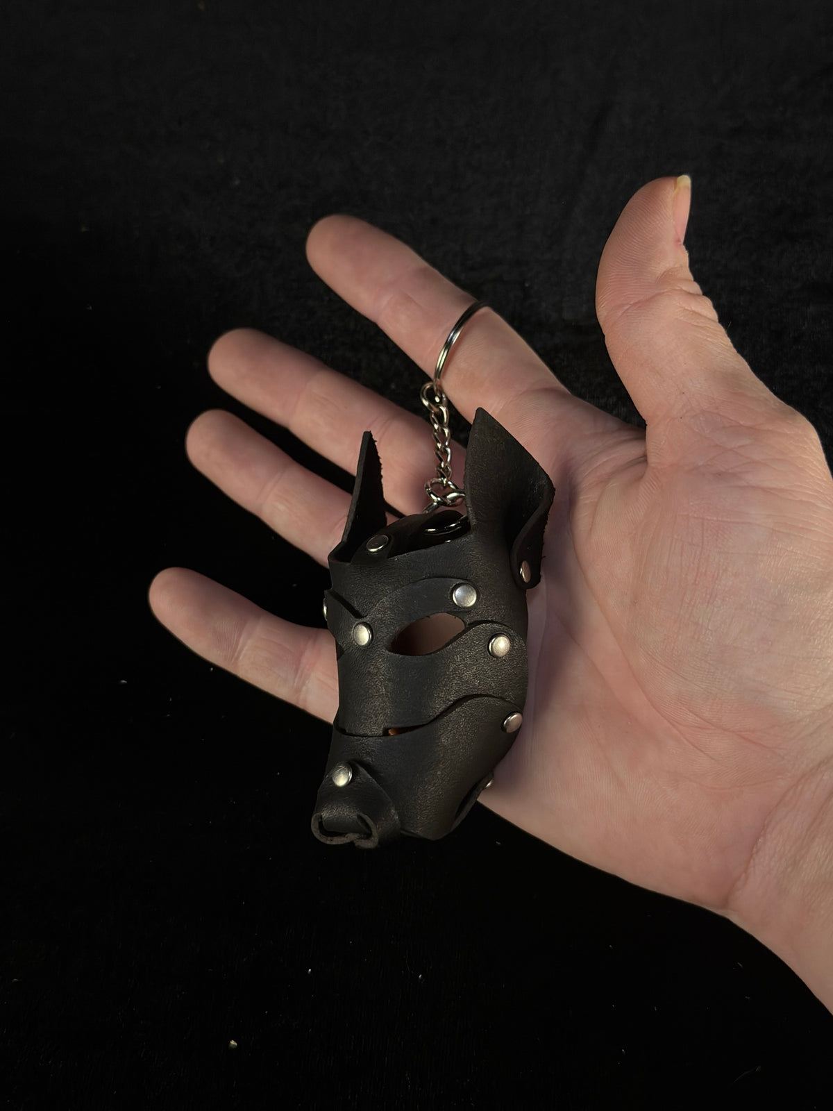 Dog Mask Leather Keychain - Handmade Leather | SoulBound 247