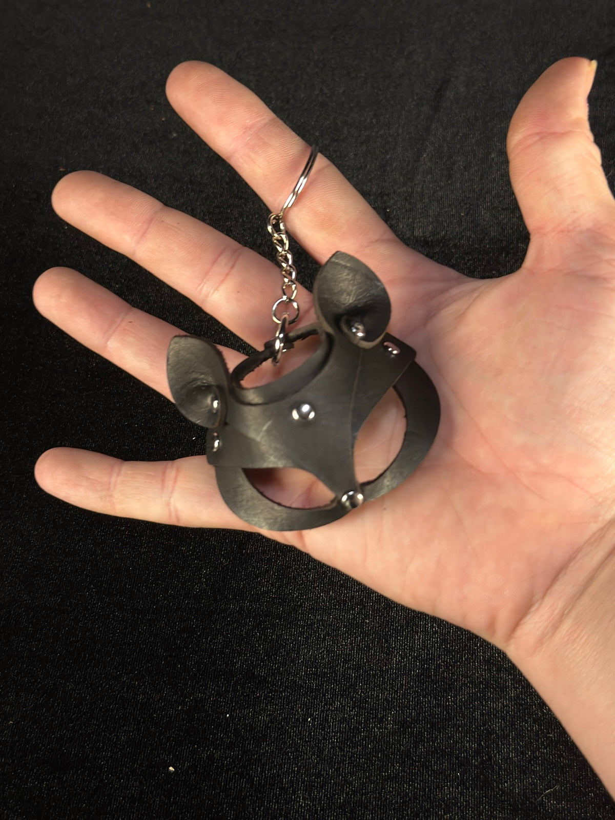 Cat Mask Leather Keychain - Handmade Leather | SoulBound 249