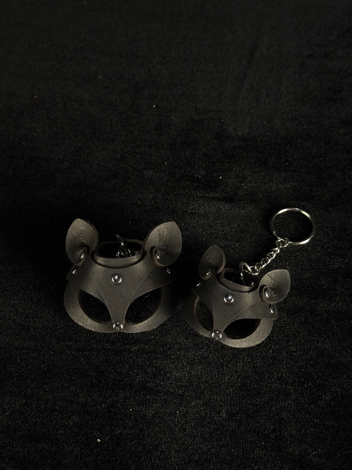 Cat Mask Leather Keychain - Handmade Leather | SoulBound 249